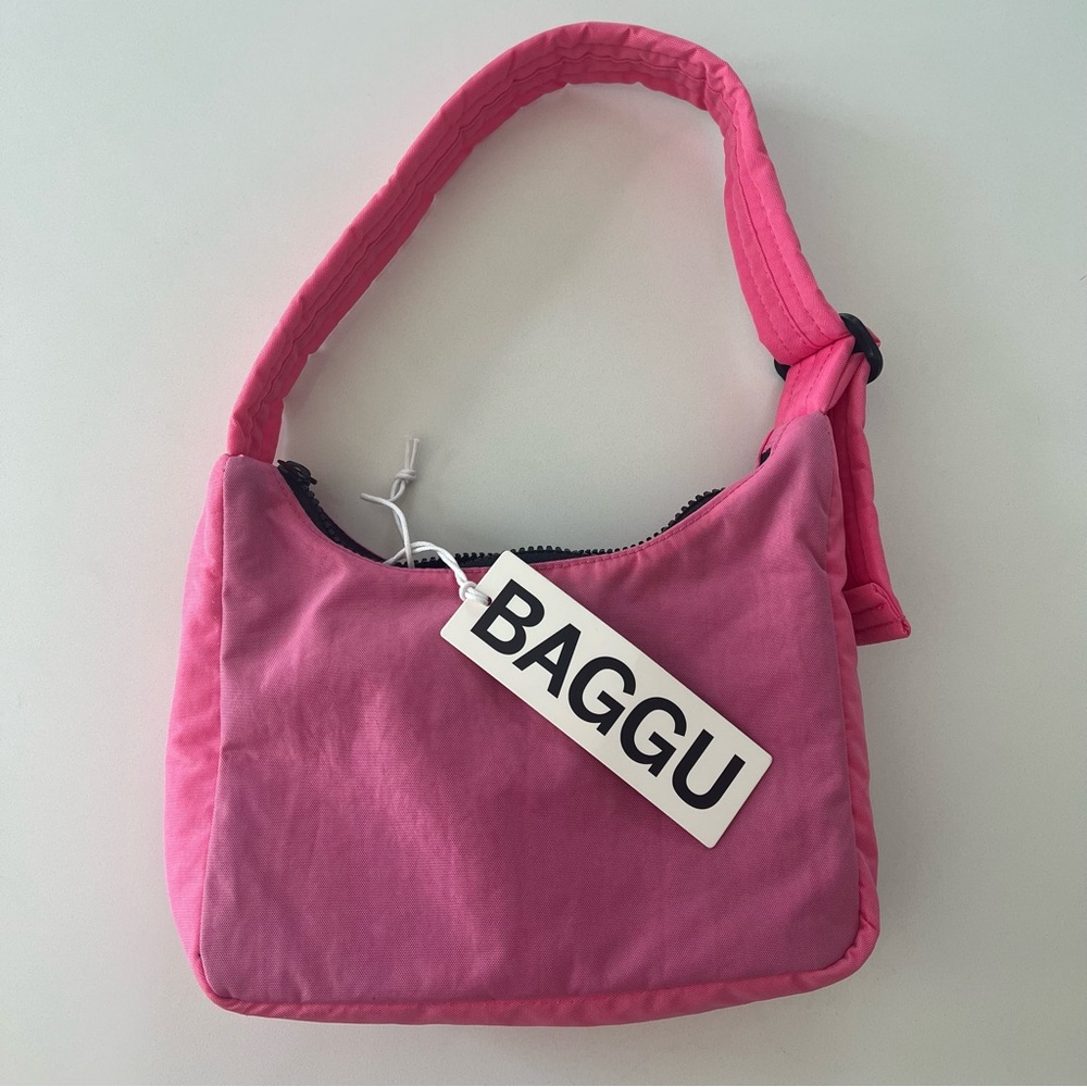 NWT BAGGU Mini Nylon Shoulder Bag - Azalea Pink - Picture 2 of 4